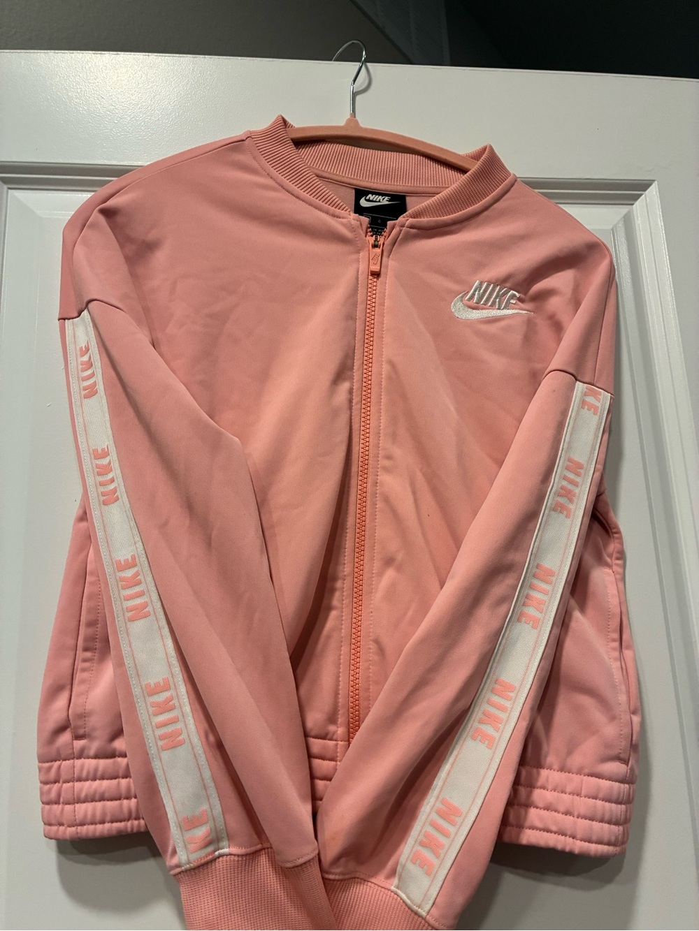 Nike Women's Pink Varsity-Style Zip Jacket